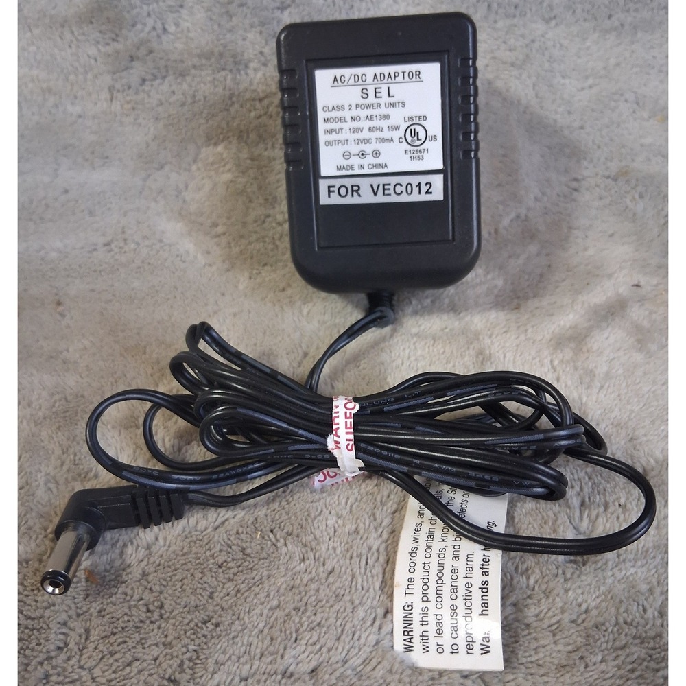 Vector VEC012 OEM Charger AC/DC Adapter SEL AE1380 12VDC 700mA Jump Starter